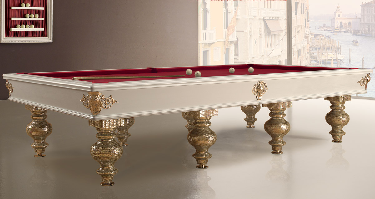 Bisanzio Luxury Billiard Table with glass gold mosaic