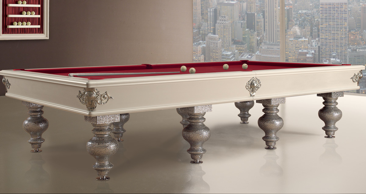 Bisanzio Luxury Billiard Table with glass silver mosaic
