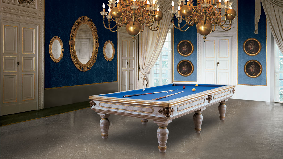 Duccio Luxury Billiard Table with antique gold decorations