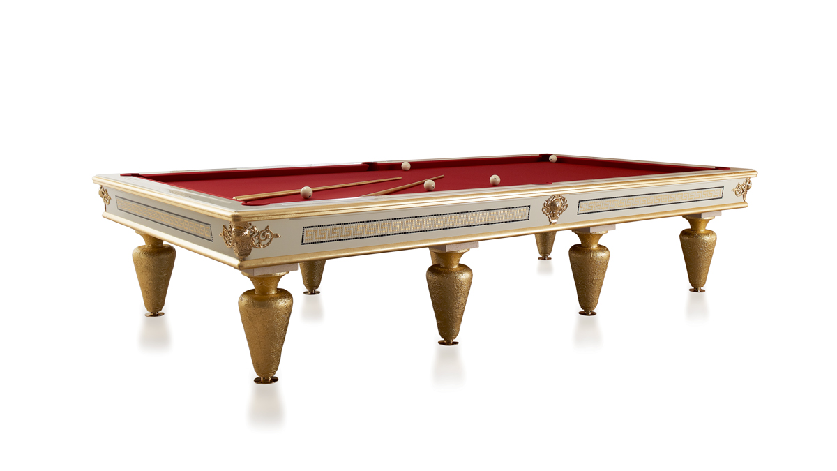 Giove Luxury Designer Pool Table with gold legs