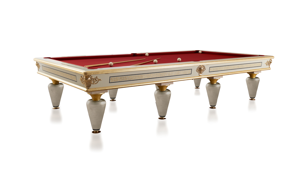 Giove Luxury Designer Pool Table with patinated legs