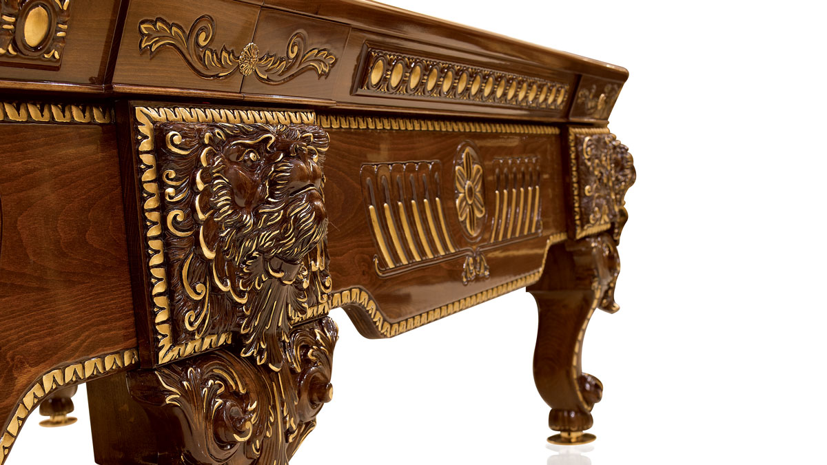 Leone Luxury Billiard Table with molten metal mascarons