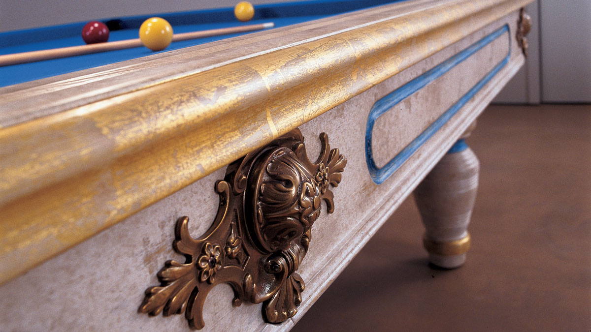 Duccio Luxury Billiard Table with molten metal mascarons