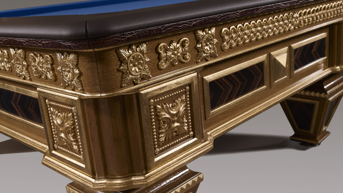 Zeus Luxury Billiard Table with gold decorations